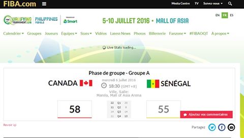 score sénégal canada