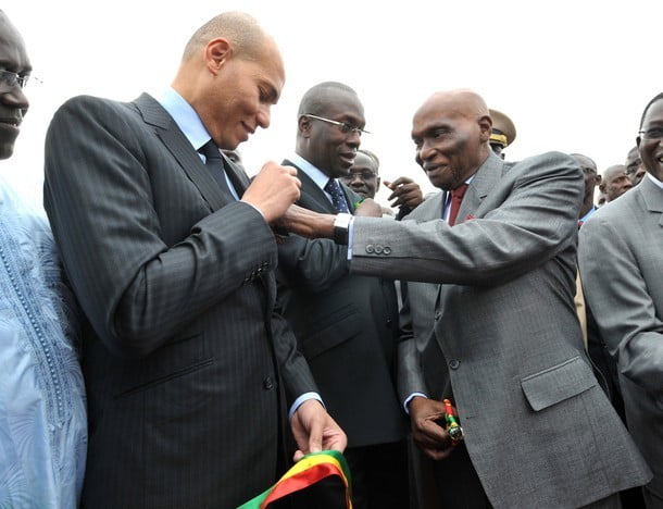 Senegalese President Abdoulaye Wade (R)