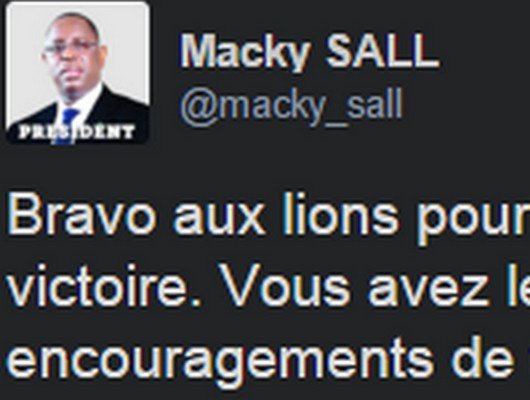 Image: Macky Sall encourage les lions sur Twitter. Regardez