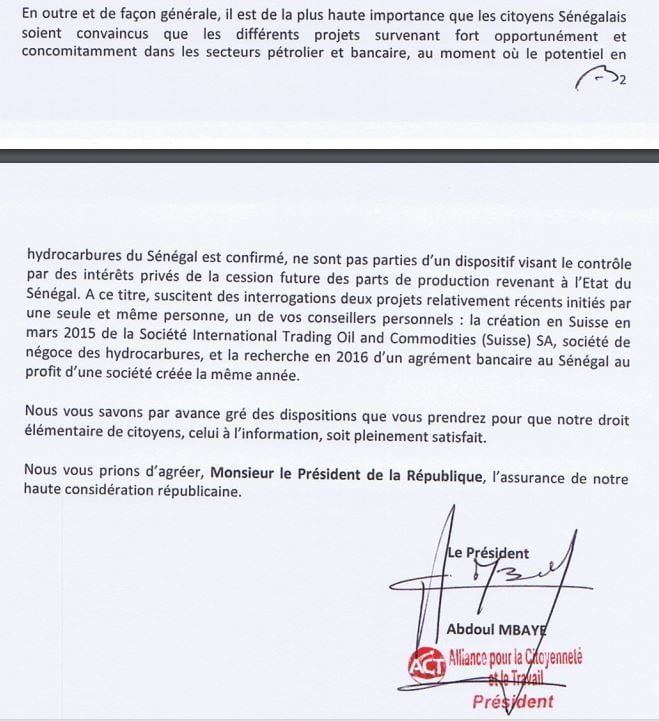 abdoul mbaye lettre 2