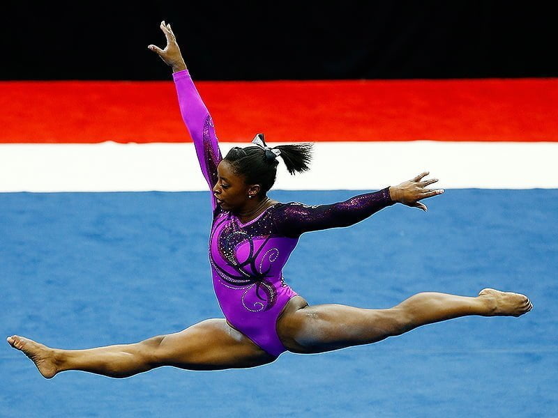 PITTSBURGH, PA - AUGUST 23: Simone Biles competes on the floor exercise in the senior women finals during the 2014 P&G Gymnastics Championships at Consol Energy Center on August 23, 2014 in Pittsburgh, Pennsylvania. (Photo by Jared Wickerham/Getty Images)