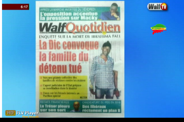 Vidéo : Revue de presse du lundi 17 octobre 2016 avec walf TV !  Regardez !