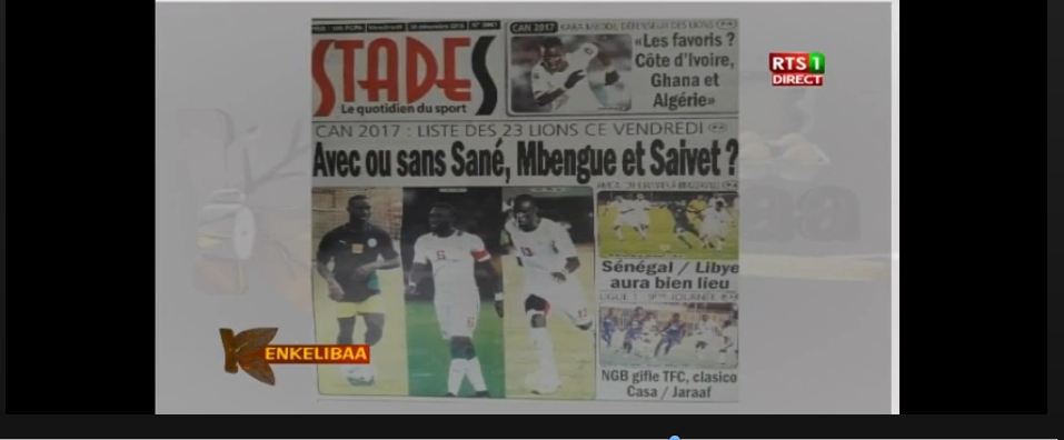 Vidéo : Revue de presse du vendredi 30 Décembre 2016 avec la RTS1 ! Regardez !