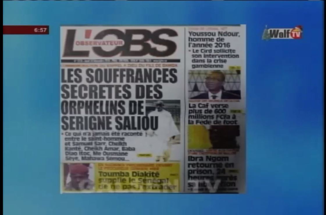 Vidéo – Revue de presse de Walf tv du 29 décembre 2016 ! Regardez.