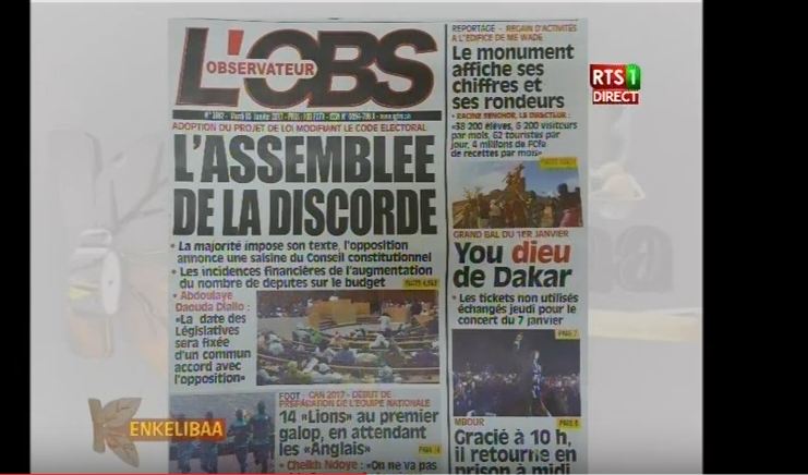 Vidéo : Revue de presse du Mardi 03 Janvier 2017 avec la RTS1 ! Regardez !
