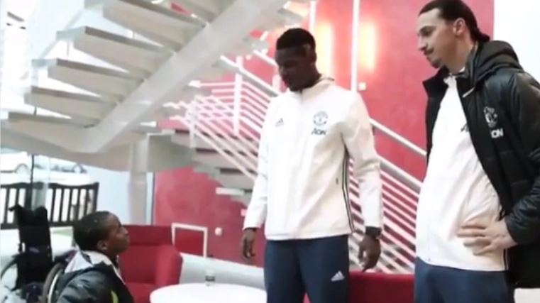 Résultat de recherche d'images pour "Vidéo – Pogba et zlatan Ibrahimovic réalisent le reve d’un enfant handicapé, Emouvant! regardez !"