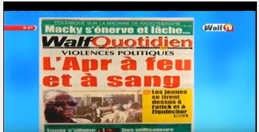 Vidéo : Revue de presse du Lundi 13 février 2017 avec la Walf Tv…Regardez !
