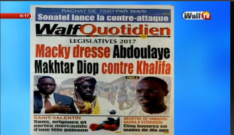 Vidéo : Revue de presse du mercredi 15 février 2017 avec la Walf Tv…Regardez !