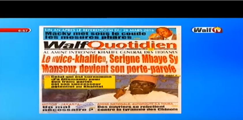 Vidéo : Revue de presse du mardi 21 mars 2017 avec la Walf Tv…Regardez !
