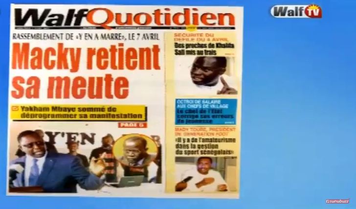 Vidéo : Revue de presse du mercredi 05 Avril 2017 avec la Walf Tv…Regardez !