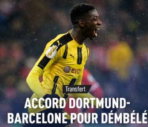 Foot – Accord entre Dortmund et Barça: Ousmane Dembélé, deuxième joueur le plus cher du monde, derrière Neymar