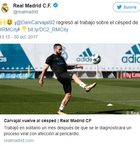 Real Madrid : Carvajal de retour aux entraînements