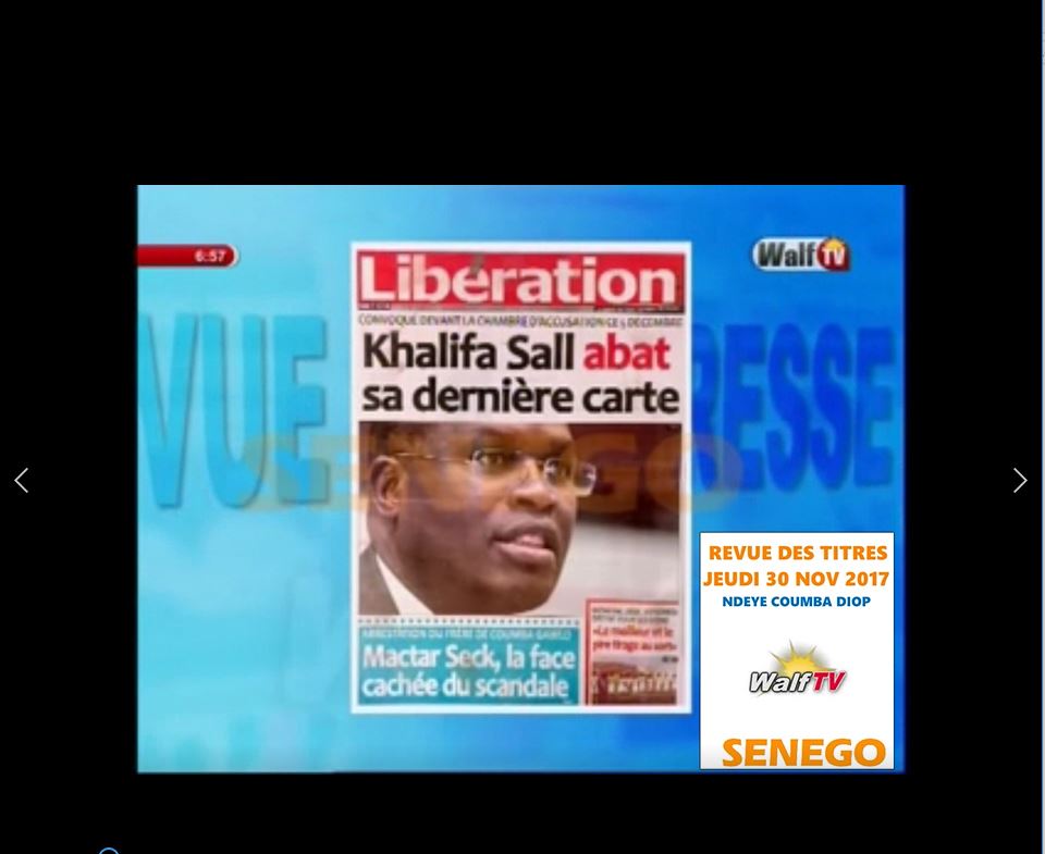 Revue de presse Walf TV du jeudi 30 novembre 2017 par Ndeye Coumba Diop