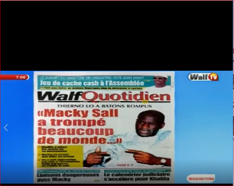 Revue de presse de Walf TV du Lundi 11 Décembre 2017 par Ndèye Coumba Diop