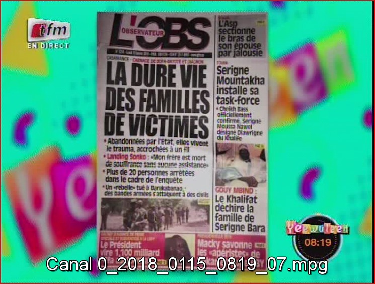 Revue de presse Tfm du Lundi 15 janvier 2018