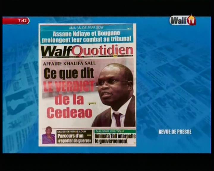 Revue de presse  Walf Tv du mercredi 21 février 2018 par Seydina Omar Ba