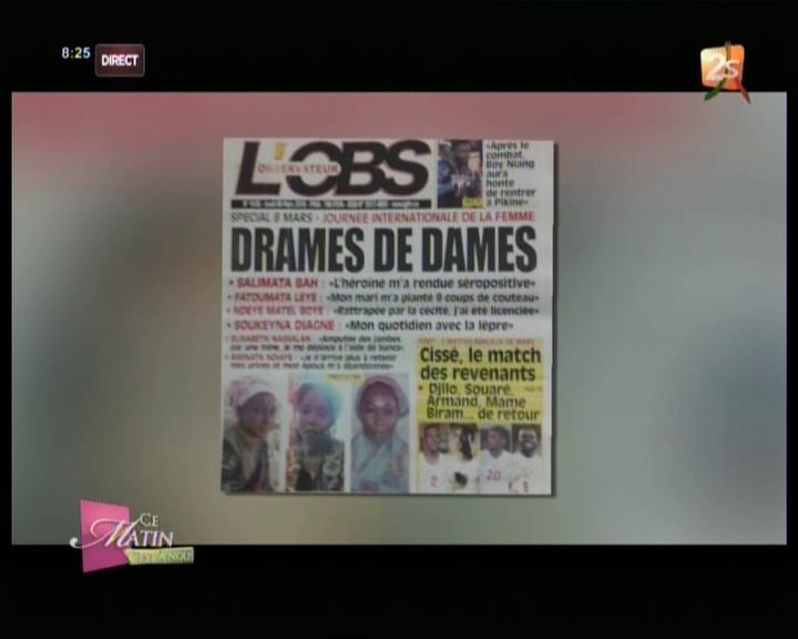 Revue de presse 2Stv du jeudi 08 mars 2018 par Seynabou Ndiaye et Khardiata Niang Sy