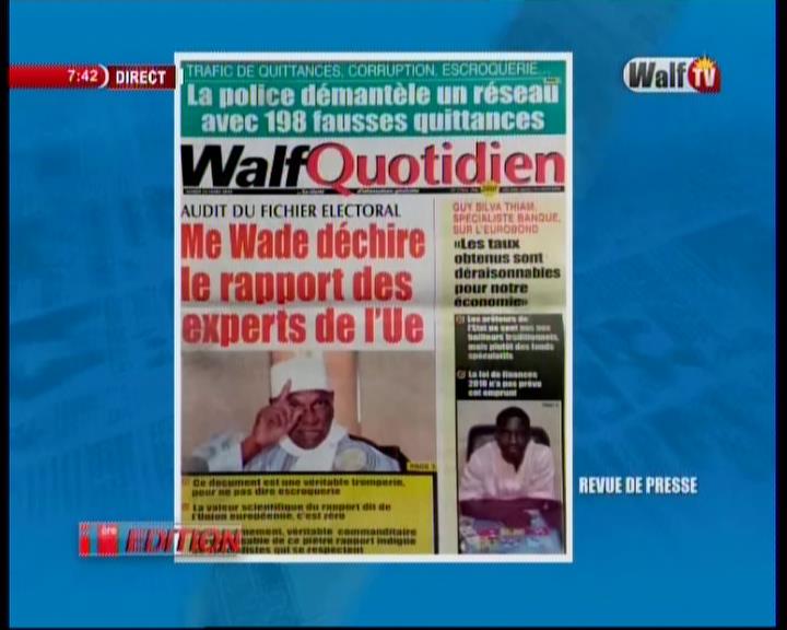 Revue de presse Walf Tv du mardi 13 mars 2018 par Seydina Omar Ba