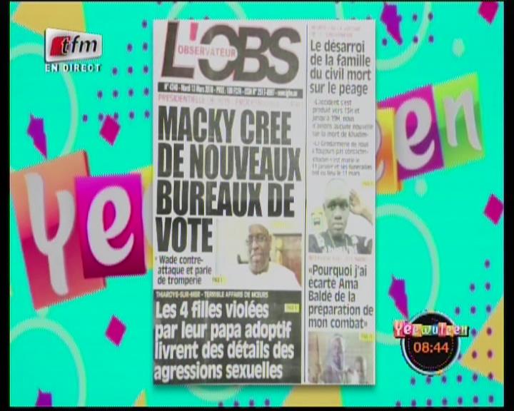 Revue de presse Tfm du mardi 13 mars 2018 par Bijou Ndiaye