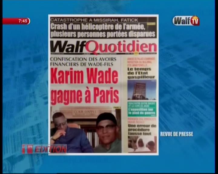 Revue de Walf Tv du jeudi 15 mars 2018 par Seydina Omar Ba