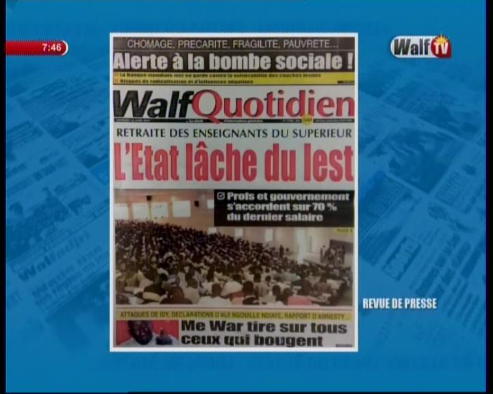 Revue de presse Walf Tv du vendredi 16 mars 2018 par Seydina Omar Ba