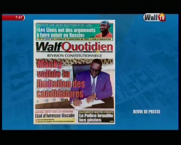Revue de presse Walf Tv du mercredi 21 mars 2018 par Seydina omar Ba