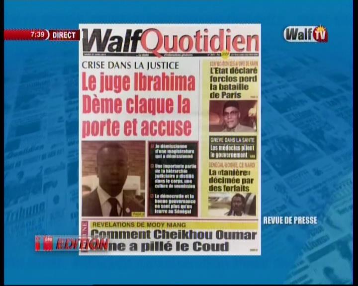 Revue de presse Walf Tv du mardi 27 mars 2018 par Seydina Omar Bâ
