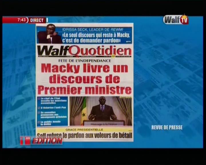 Revue de presse Walf Tv du jeudi 05 avril 2018 par Seydina Omar Ba