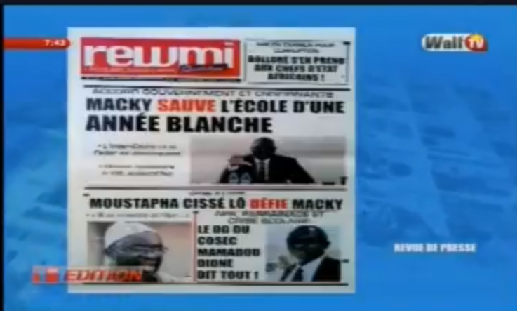 Revue de presse Walf Tv du Lundi 30 avril 2018 par Seydina Omar ba