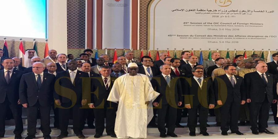 Arrêt sur image: Photo de famille des Chefs de délégation, Me Sidiki KABA en grand boubou et bonnet blancs. Regardez