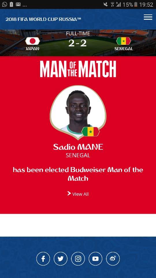 Sadio Mané élu homme du match