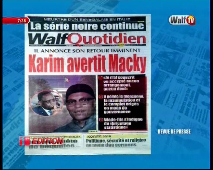 Revue de presse Walf Tv du lundi 18 juin 2018 par Seydina Omar Bâ