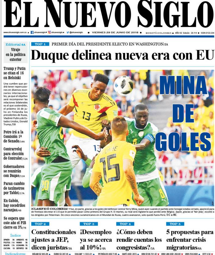 CDM 2018 – Sénégal éliminé, la presse colombienne n&rsquo;a plus sa « tête »