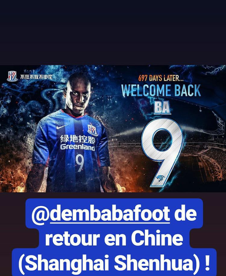 Photo – Pour son retour à Shanghai, Demba Ba hérite le numéro 9