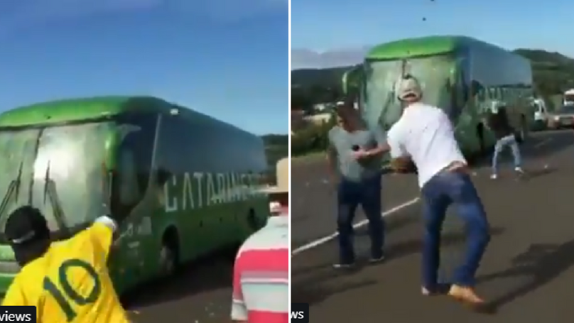 Vidéo: Le bus de la Seleçao essuie des jets de pierre