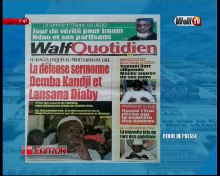 Revue de presse (Wolof) Walf  du Jeudi 19 juillet 2018 par Seydina Omar Bâ