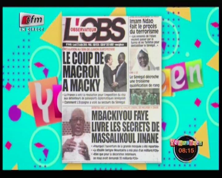 Revue de presse (Wolof) Tfm du Lundi 23 juillet 2018 par Chérif Dia