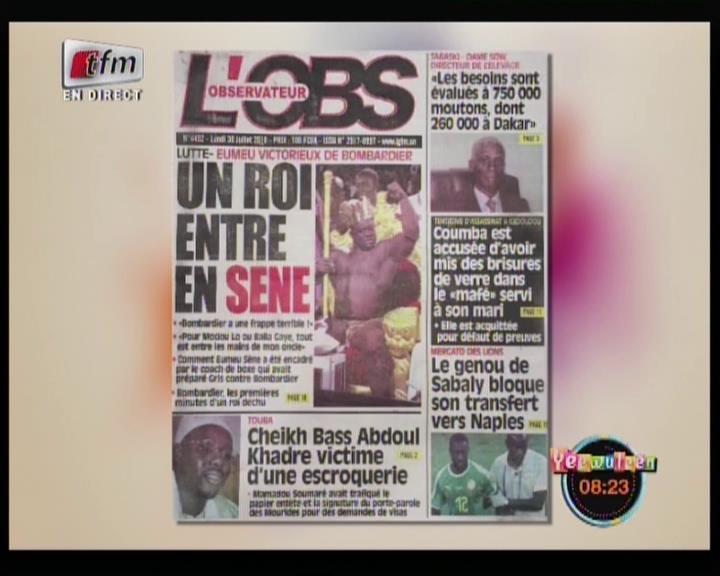 Revue de presse (Wolof) Tfm du Lundi 30 juillet 2018 par Mame Birame Diouf