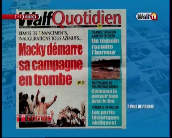 Revue de presse (Wolof) Walf TV du jeudi 09 aout 2018 par Seydina Omar Bâ