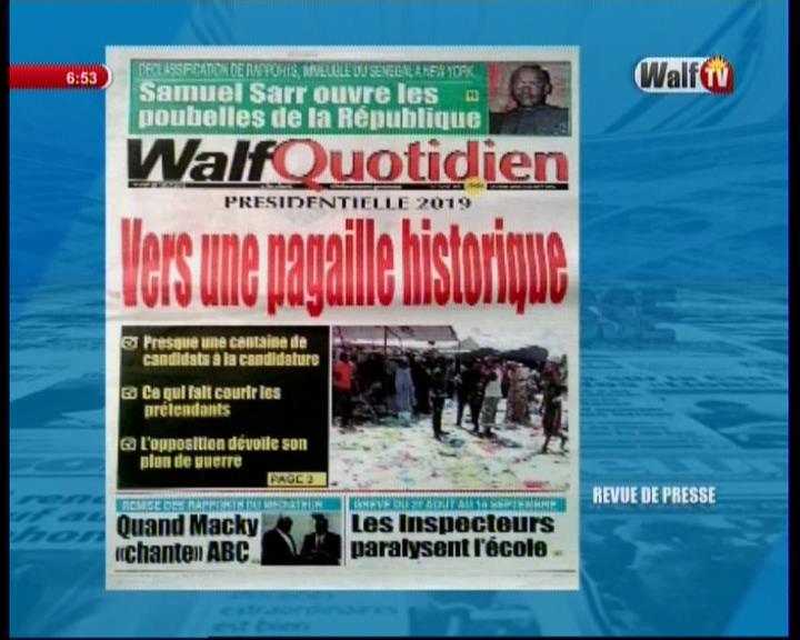 Revue de presse (Wolof) Walf TV du mardi 28 août 2018 par Abdoulaye Bob