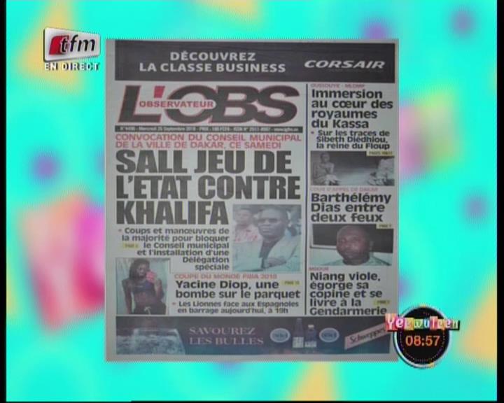 Revue de presse (Wolof) Tfm du mercredi 26 septembre 2018 par Mame Birame Diouf