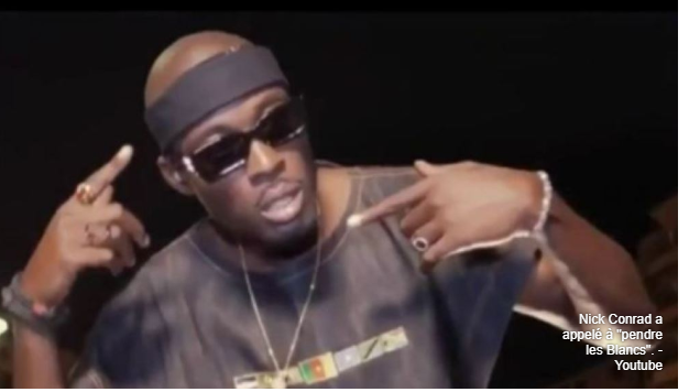Pendez les blancs: Nick Conrad entendu, le rappeur risque…