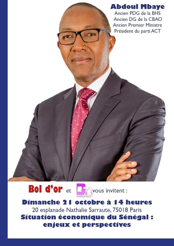 Direct de France: Suivez la Conférence-Débat de Abdoul Mbaye sur la Situation économique du Sénégal…