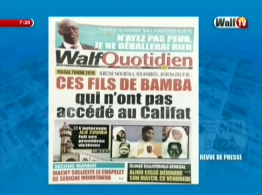 Revue de presse (Wolof) Walf TV du vendredi 26 octobre 2018 par Abdoulaye Bopp