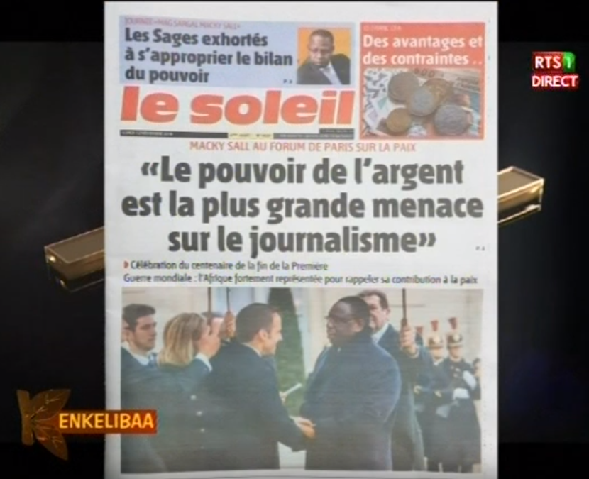 Revue de presse (Français) Rts1 du lundi 12 novembre 2018