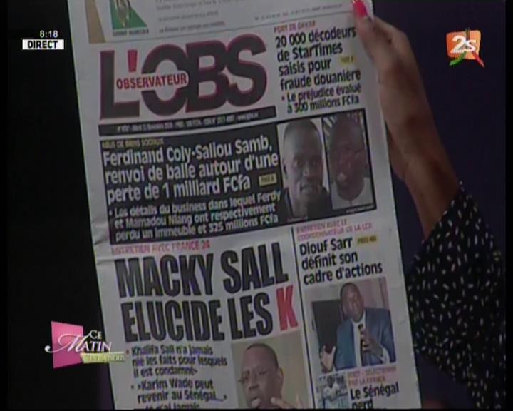 Revue de presse (Wolof) 2STV du mardi 13 novembre 2018 par Seynabou Ndiaye