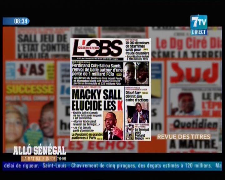 Revue de presse (Wolof) 7TV du mardi 13 novembre 2018 par Mouhamadou Bitèye