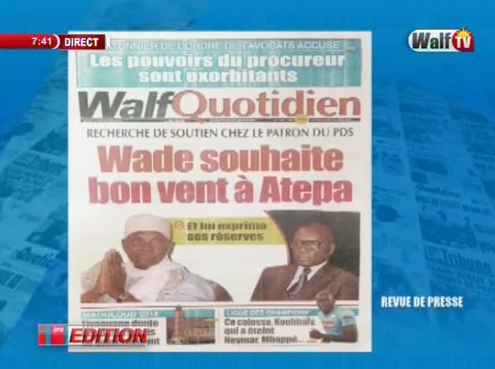 Revue de presse (Wolof) Walf TV du jeudi 08 novembre 2018 par Seydina Oumar Bâ