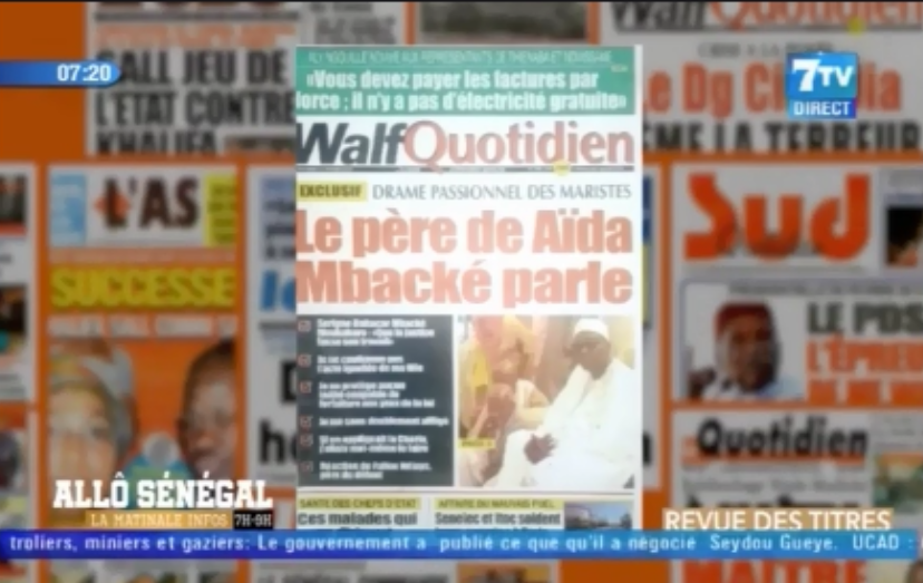 Revue de presse (Français) 7TV du vendredi 09 novembre 2018 par Ababacar Tounkara