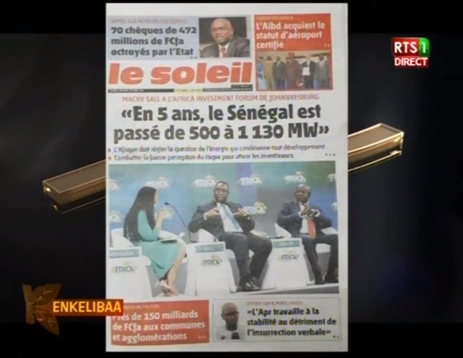 Revue de presse (Français) Rts1 du vendredi 09 novembre 2018